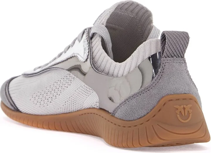 PINKO sneaker in silver knit with suede details reby 03 - Image 2
