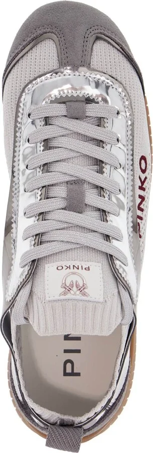 PINKO sneaker in silver knit with suede details reby 03 - Image 3
