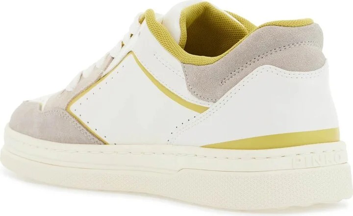 PINKO sneakers mandy 08 in white leather with lime details for women - Image 2