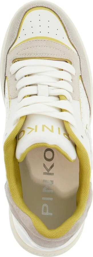 PINKO sneakers mandy 08 in white leather with lime details for women - Image 3