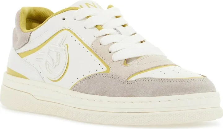 PINKO sneakers mandy 08 in white leather with lime details for women - Image 4
