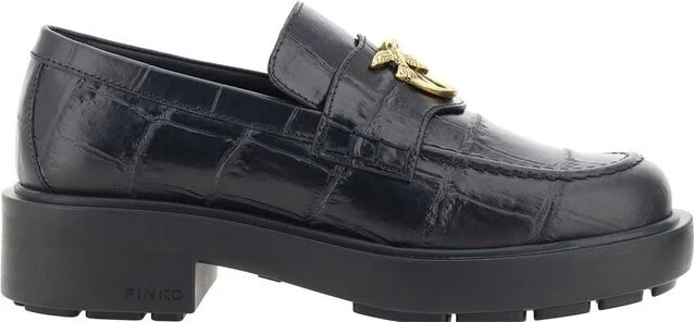 Pinko Tina Logo Plaque Embossed Loafers