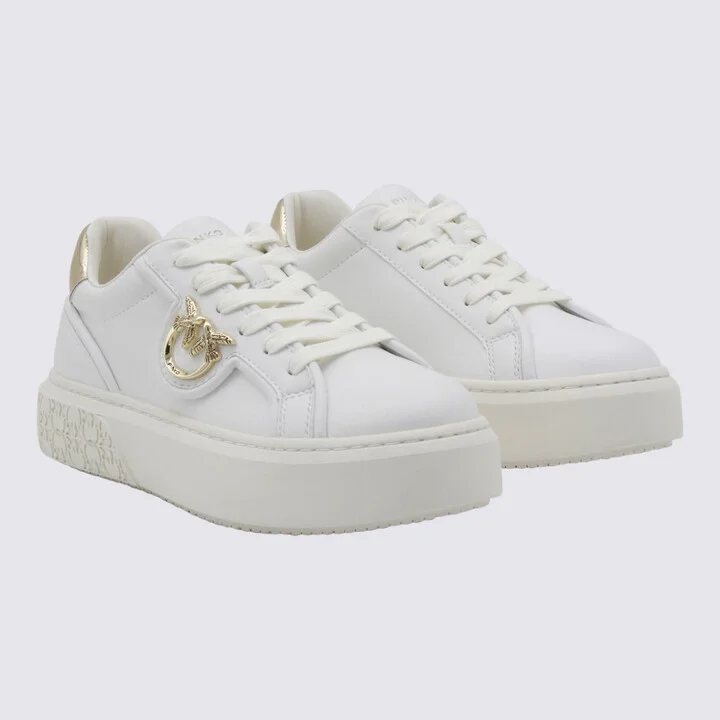 Pinko White And Gold Sneakers - Image 2