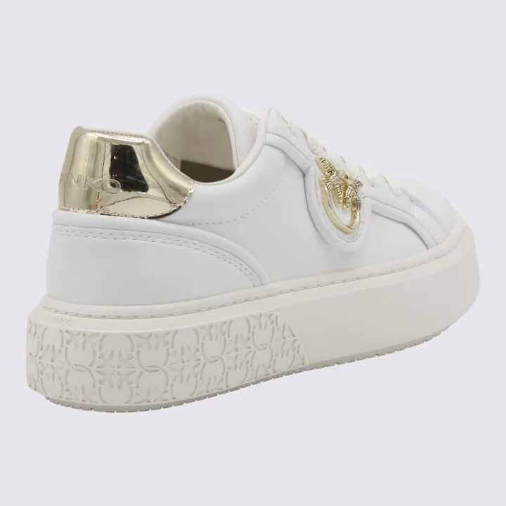Pinko White And Gold Sneakers - Image 3