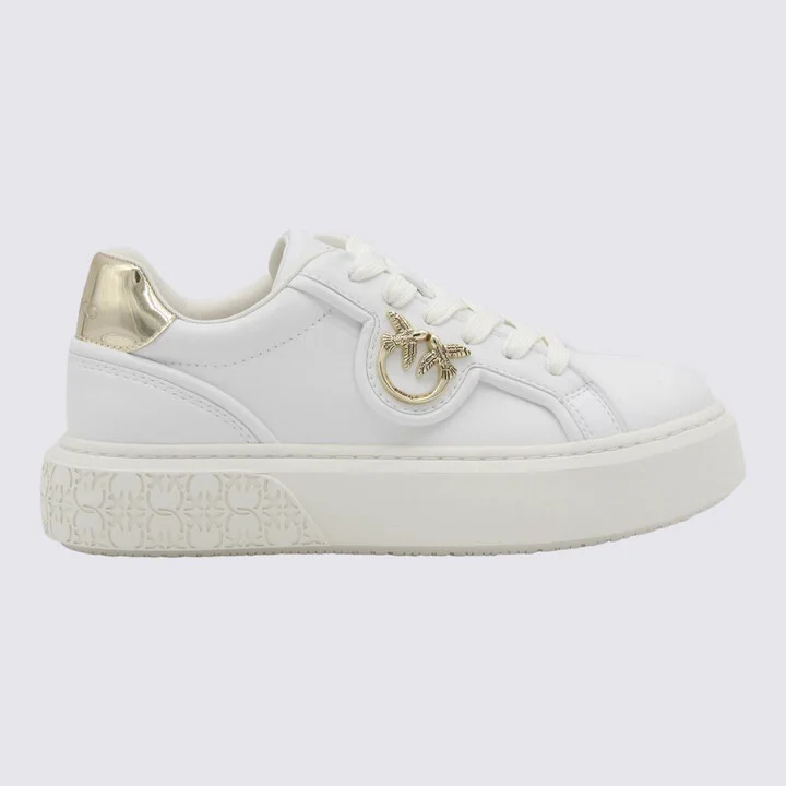 Pinko White And Gold Sneakers