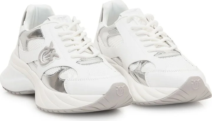 Pinko White And Silver Sneakers - Image 3