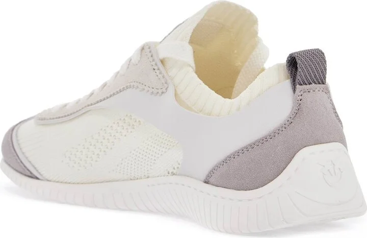PINKO white latte knit fabric sneakers with light gray details - Image 2