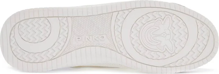 PINKO white latte knit fabric sneakers with light gray details - Image 5