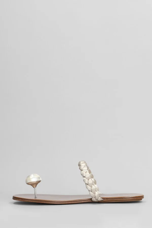 Pipa Flats In White Satin - Image 3