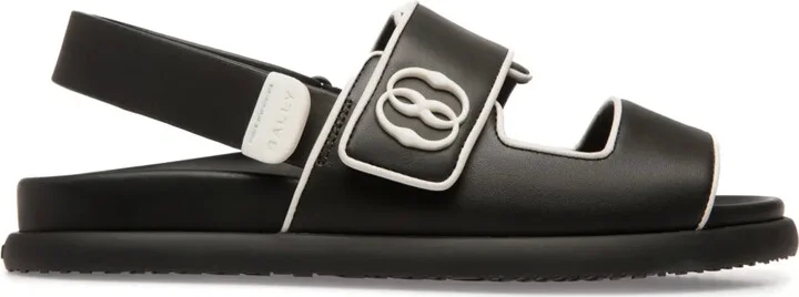 Piped-Trim Leather Sandals