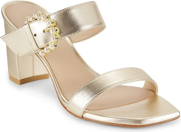 Piper 75MM Metallic Leather Sandals - Image 2