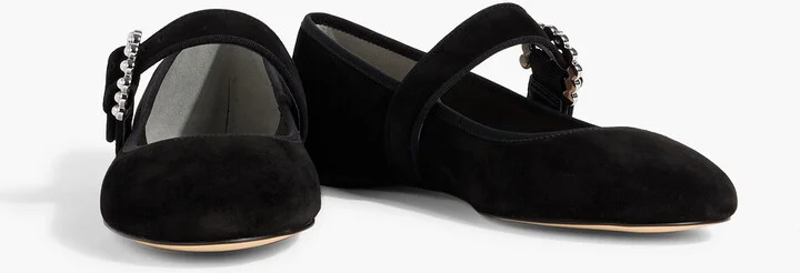 Piper faux pearl-embellished suede Mary Jane flats - Image 2