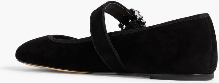 Piper faux pearl-embellished suede Mary Jane flats - Image 3