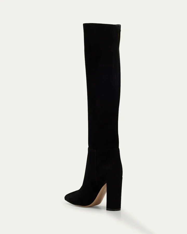 Piper Suede Block-Heel Knee Boots - Image 7
