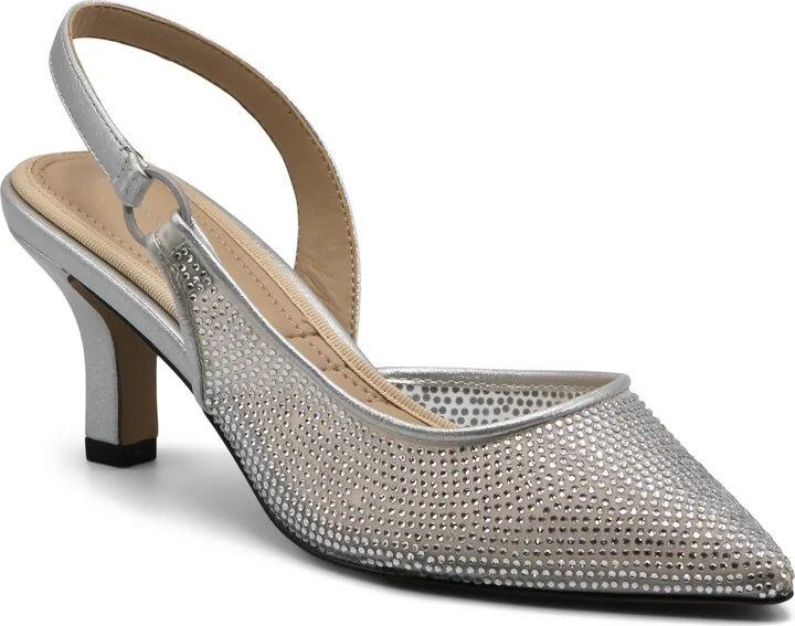 Piperrs Crystal Kitten Heel Slingback Pump