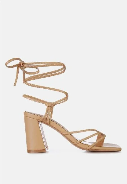 piri toe ring tie up block sandals Women