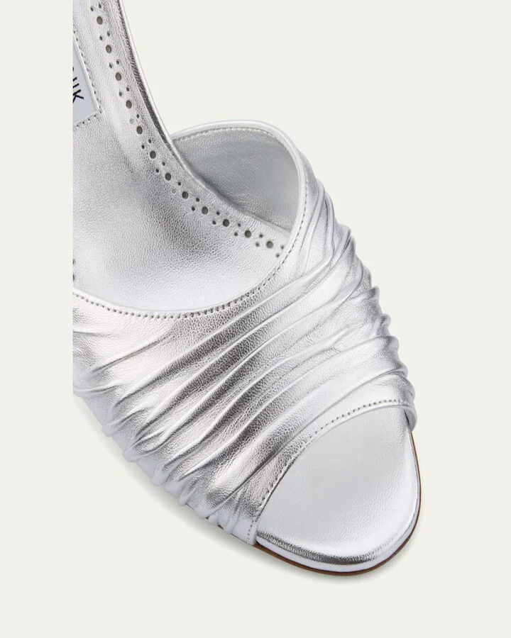 Pirua Ruched Metallic Mule Sandals - Image 6