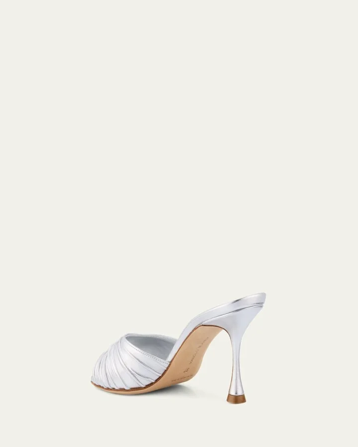 Pirua Ruched Metallic Mule Sandals - Image 11