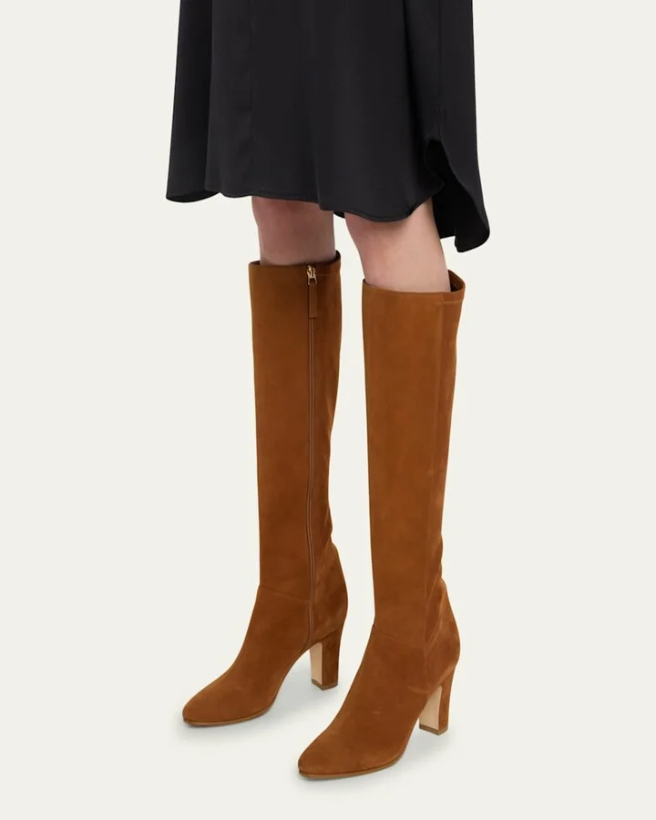Pitana Suede Block-Heel Knee Boots - Image 4