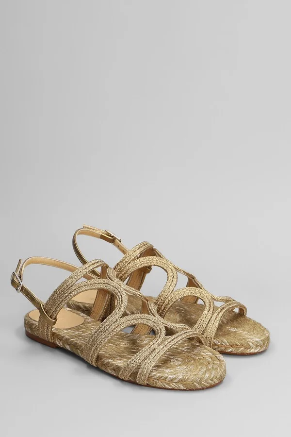 Pitra-266 Flats In Gold Fabric - Image 2