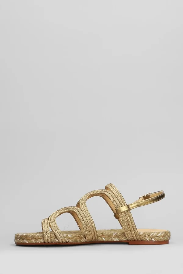 Pitra-266 Flats In Gold Fabric - Image 3