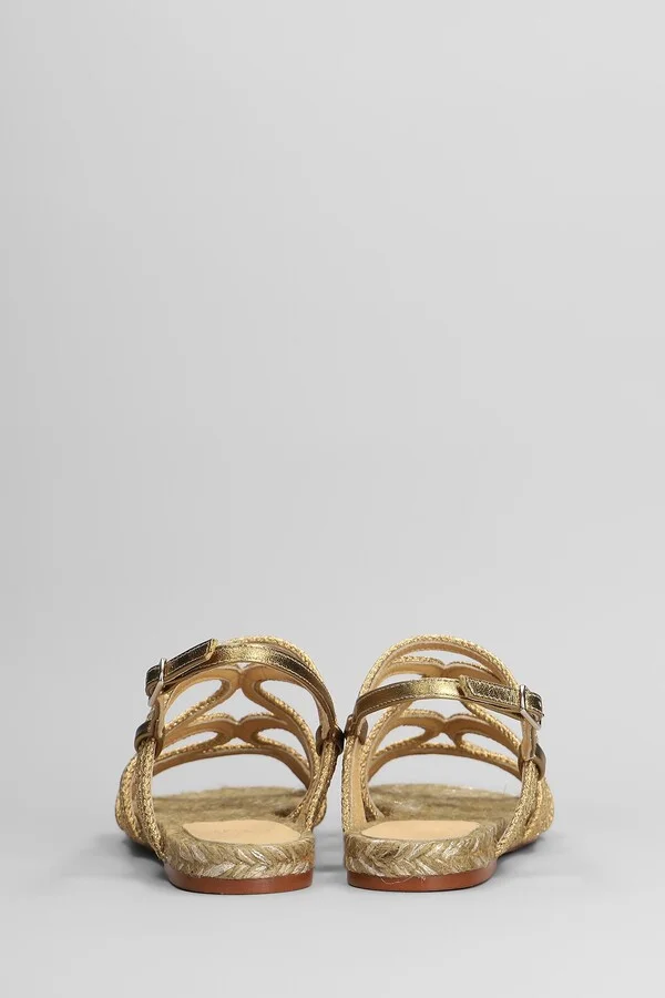Pitra-266 Flats In Gold Fabric - Image 4