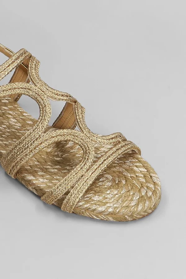 Pitra-266 Flats In Gold Fabric - Image 5