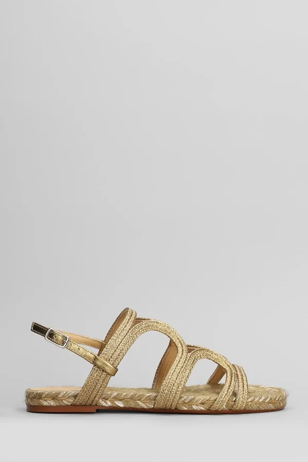 Pitra-266 Flats In Gold Fabric