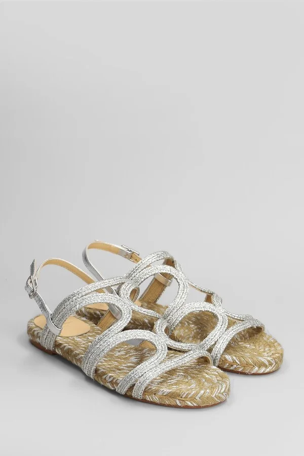 Pitra-266 Flats In Silver Fabric - Image 2