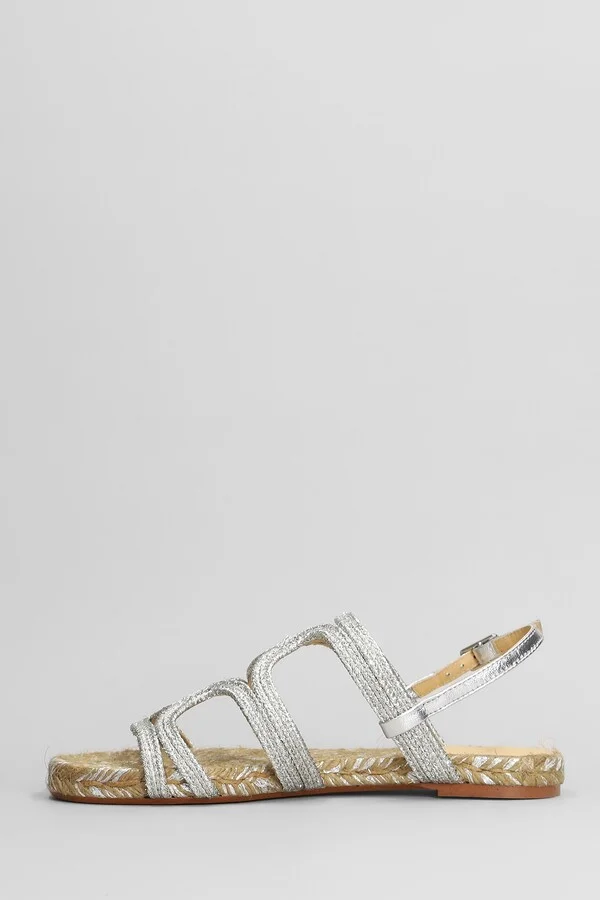 Pitra-266 Flats In Silver Fabric - Image 3