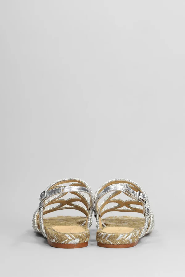 Pitra-266 Flats In Silver Fabric - Image 4
