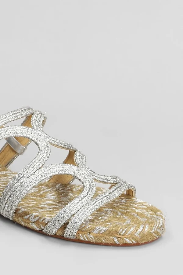Pitra-266 Flats In Silver Fabric - Image 5