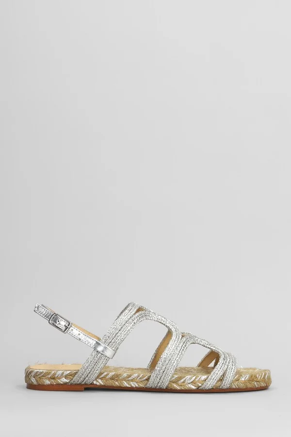 Pitra-266 Flats In Silver Fabric
