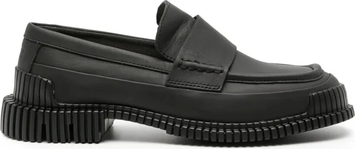 Pix ribbed-detailing leather-sole loafers