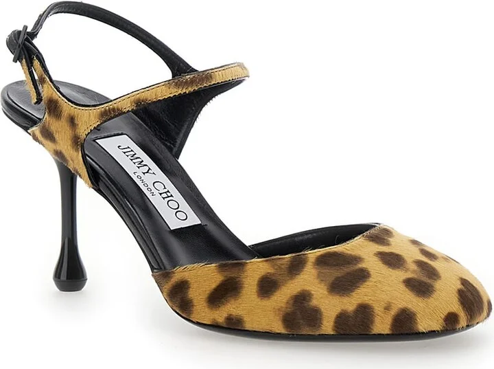 'pixie' Brown Pumps With High Sculpted Heel And All-over Leopard Print In Tech Fabric Woman - Image 2