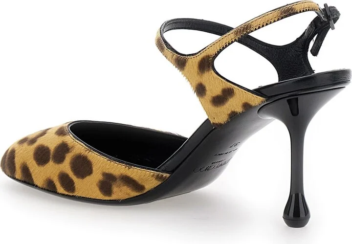 'pixie' Brown Pumps With High Sculpted Heel And All-over Leopard Print In Tech Fabric Woman - Image 3