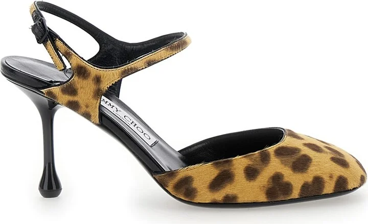 'pixie' Brown Pumps With High Sculpted Heel And All-over Leopard Print In Tech Fabric Woman