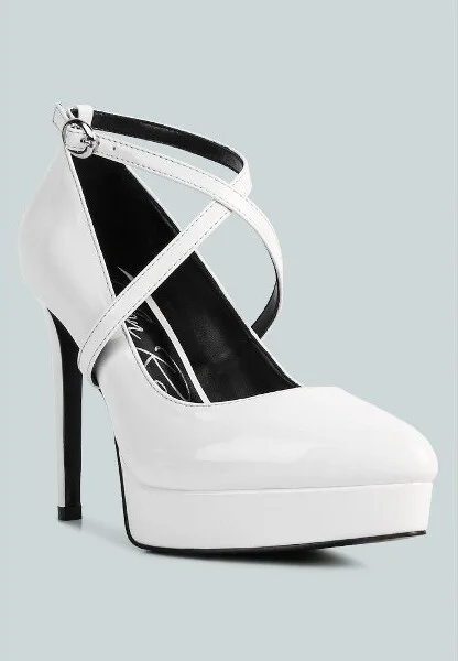 Pixie Dust Patent Faux Leather Cross Strap Pumps Women - Image 4