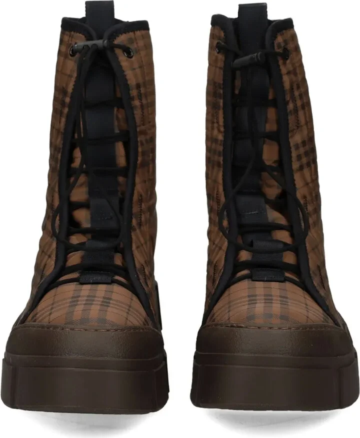 Plaid-Pattern Lace-Up Boots - Image 3