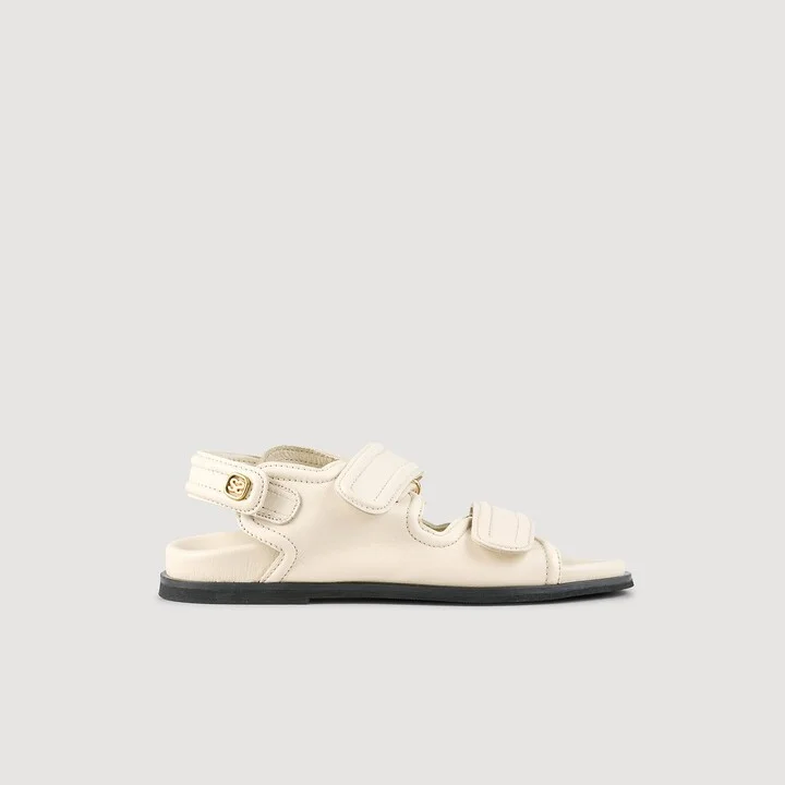Plain leather lambskin sandals