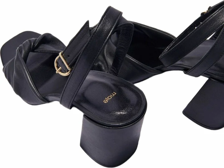 Plain leather sandals with heels - Image 5