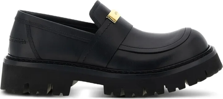 Plaque-Detail Leather Loafers
