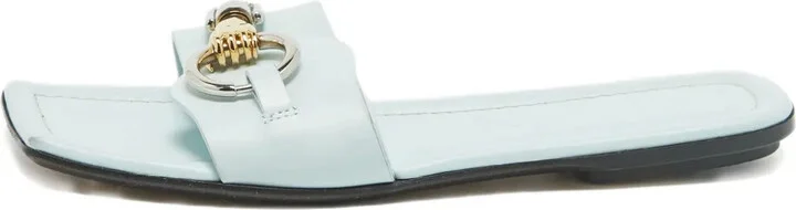 Plaque-Detail Leather Sandals