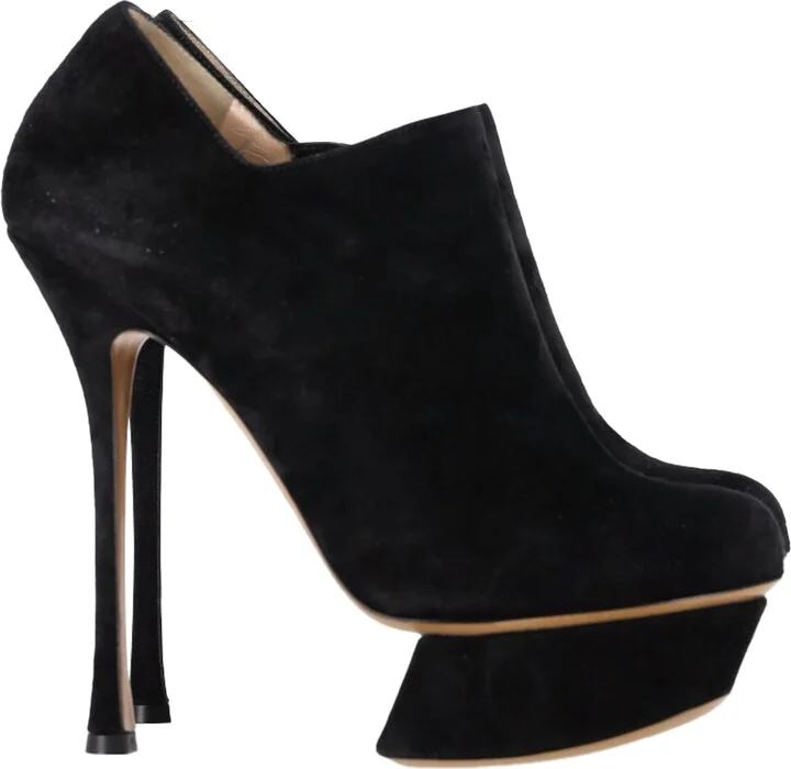 Platform Ankle Boots in Black Suede