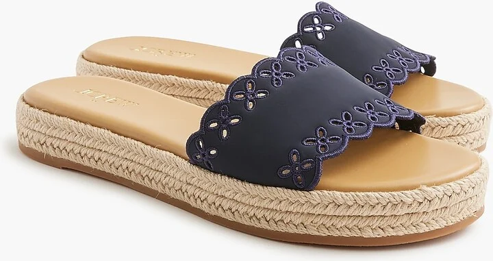 Platform embroidered slide sandals - Image 2