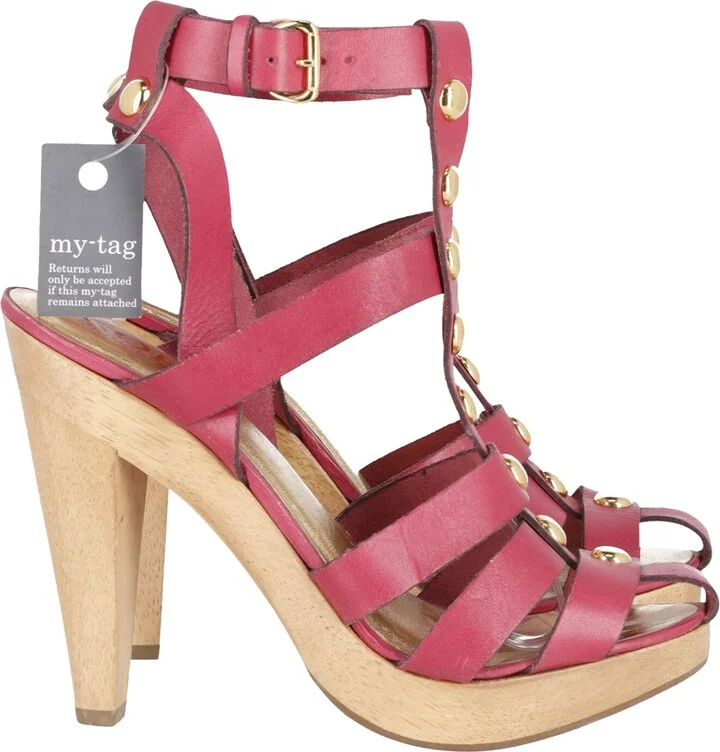 Platform Gladiator Sandals in Red Leather