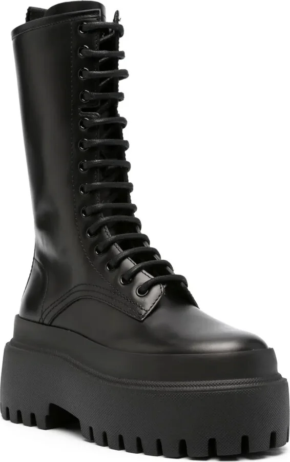 Platform Leather Combat Boots - Image 2