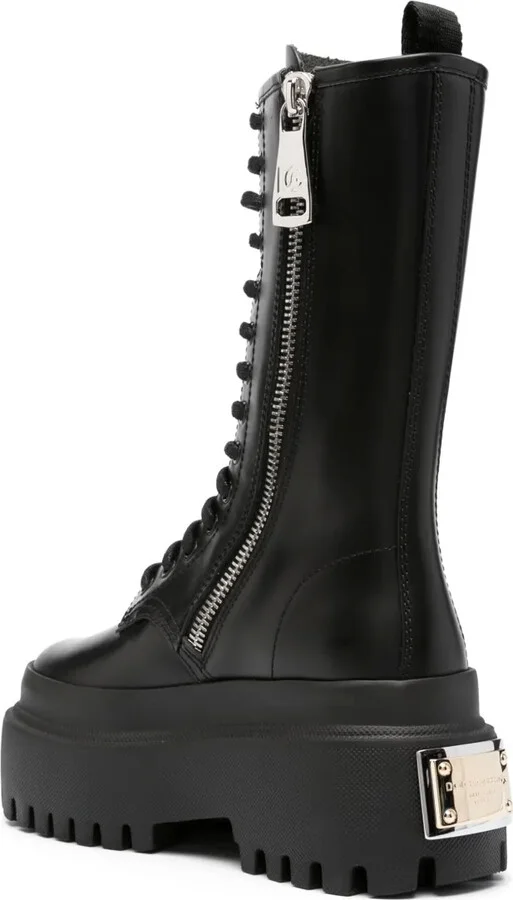 Platform Leather Combat Boots - Image 3