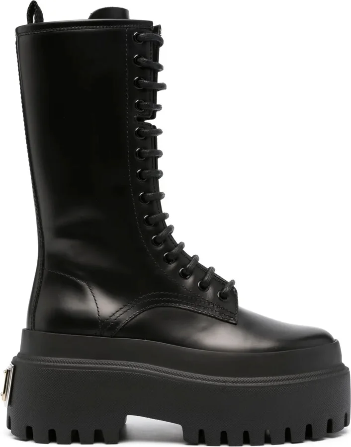 Platform Leather Combat Boots