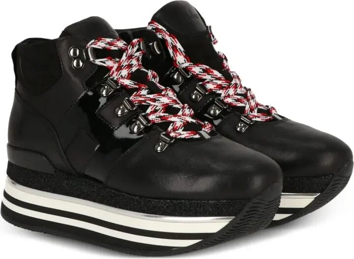 Platform Leather Lace-Up Sneakers - Image 2
